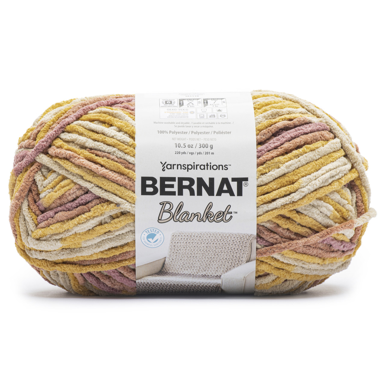 Bernat Blanket Yarn - Big Ball (10.5 oz) - 2 Pack with Pattern (olive)