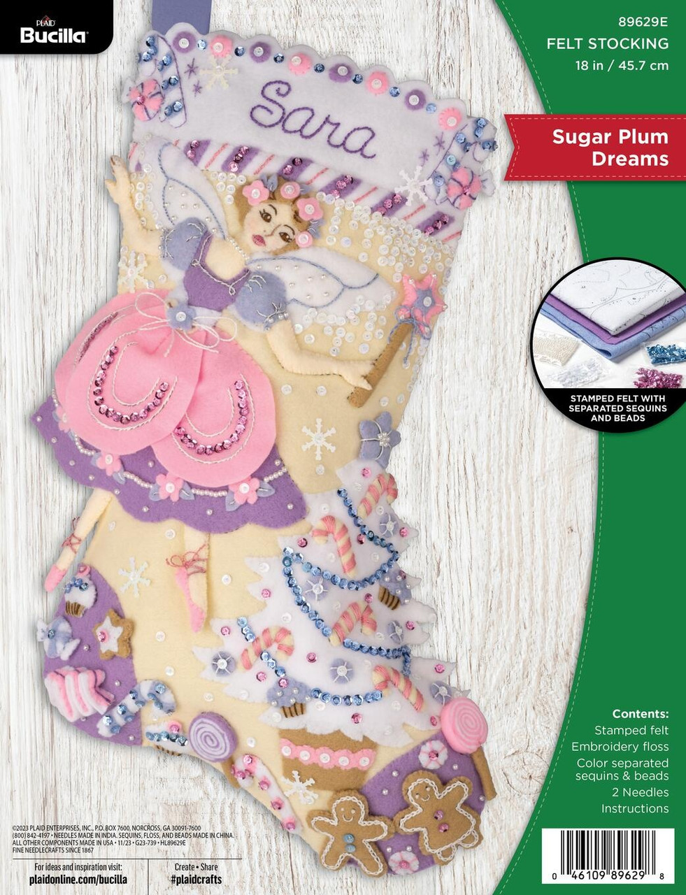 Bucilla Felt Stocking Applique Kit 18 Long-Holiday Dreaming