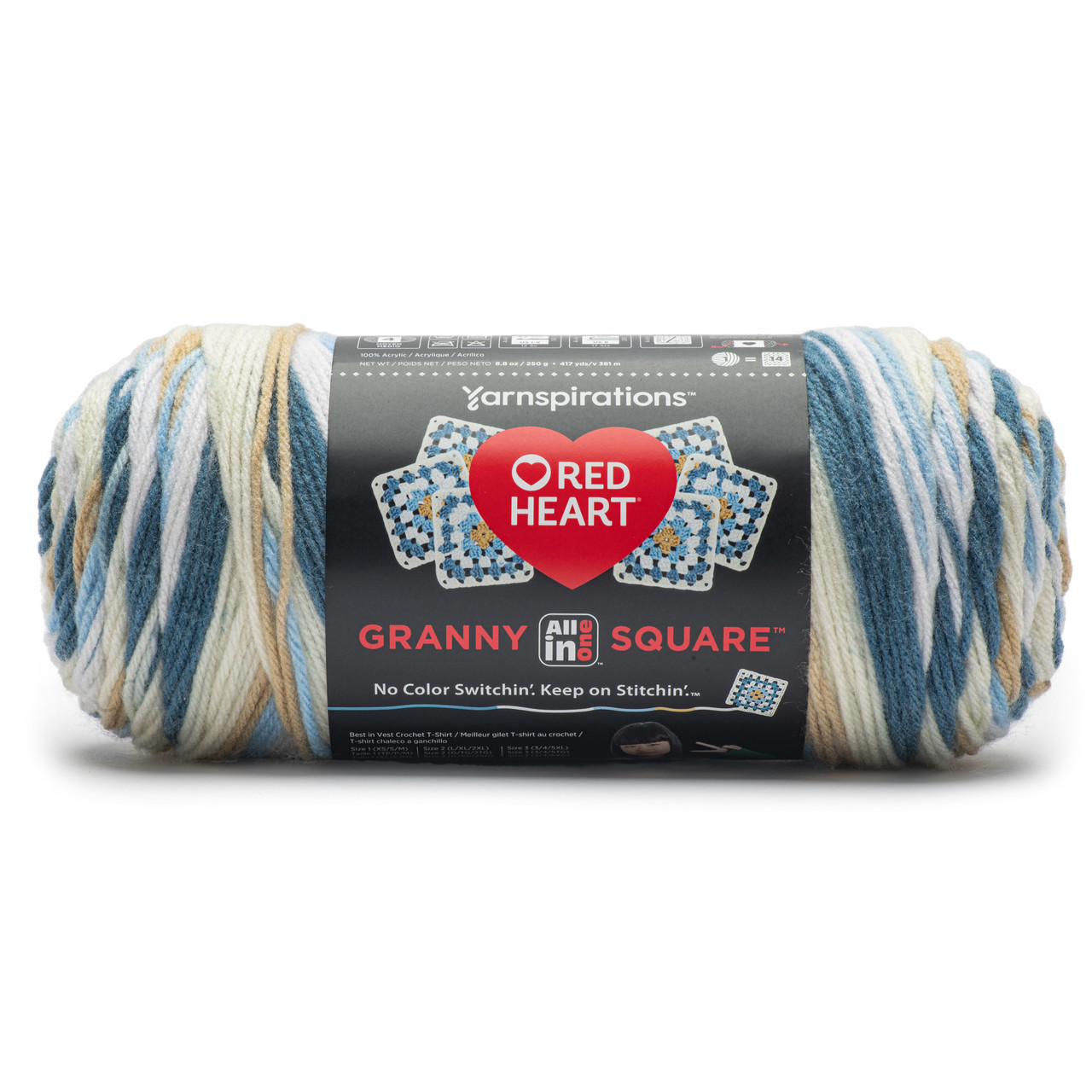 3 Pack Red Heart All in One Granny Square-Aran Soft Sky E310GS-2011