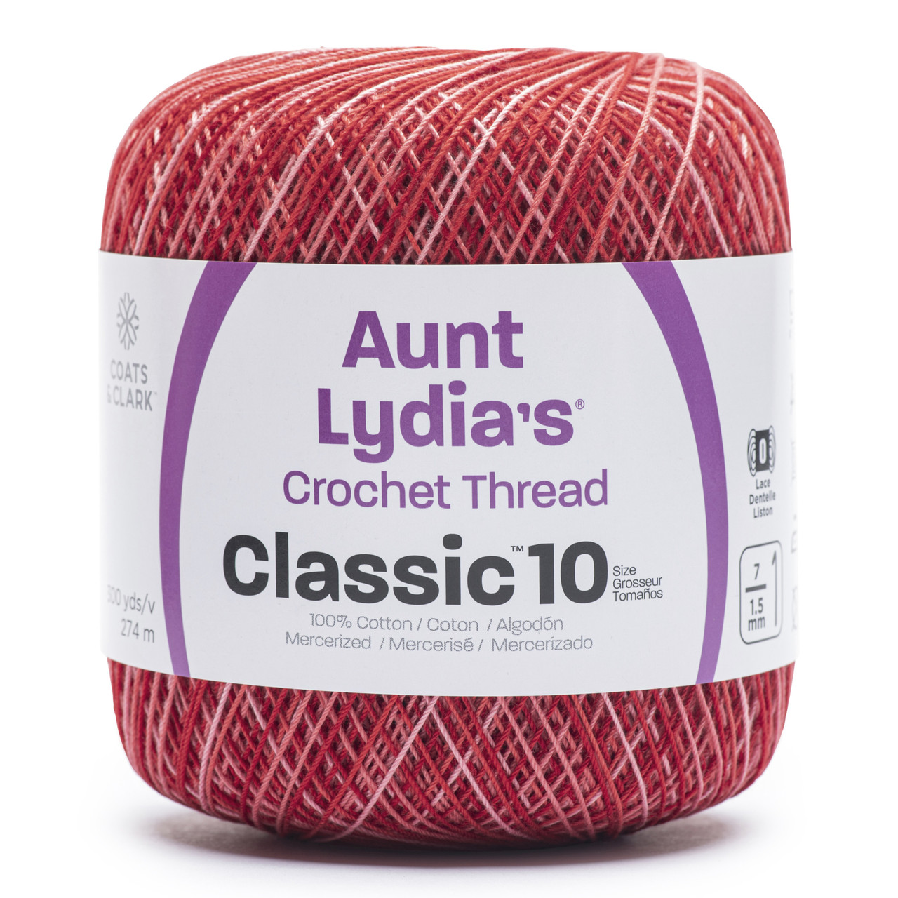 Aunt Lydia's Classic Crochet Thread Size 10-Super Glow Bowl Of Cherries ...