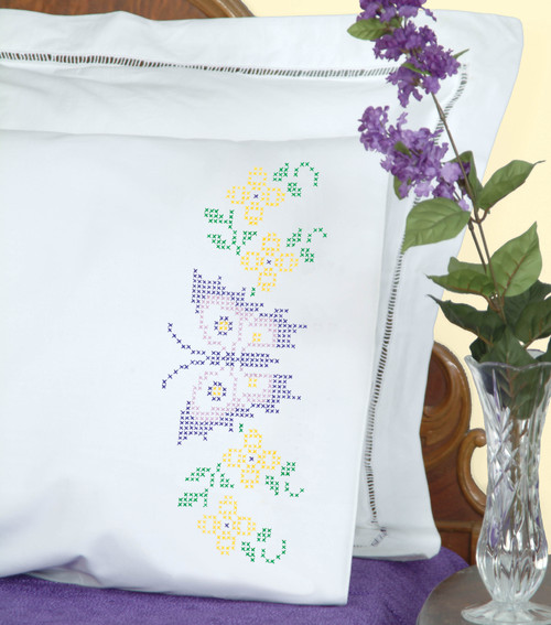 Jack Dempsey Stamped Pillowcases W/White Perle Edge 2/Pkg-Cross-Stitch Butterfly - 1600 347 Jack Dempsey Stamped Pillowcases W/White Perle Edge 2/Pkg-Cross-Stitch Butterfly - 1600 347