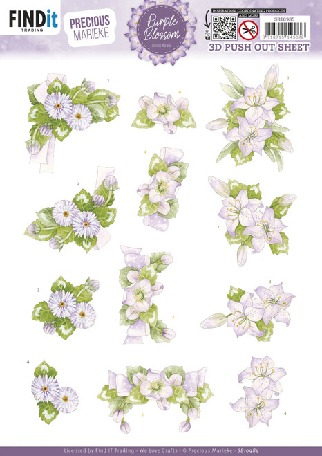 10 Pack - Find It Trading Precious Marieke 3D Punchout Sheet-Amethyst, Purple Blossom - 5A002YCP-1GZ9G - 8718715145078