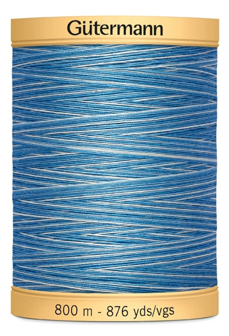 6 Pack - Gutermann Natural Cotton Thread Variegated 876yd-Blue Awakening - 800CV-1H2DW - 4008015671556