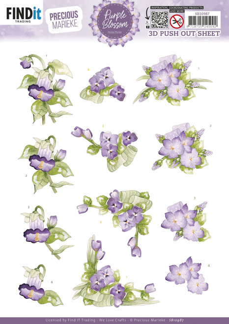 10 Pack - Find It Trading Precious Marieke 3D Punchout Sheet-Violet, Purple Blossom - 5A002YD0-1GZ99 - 8718715145092