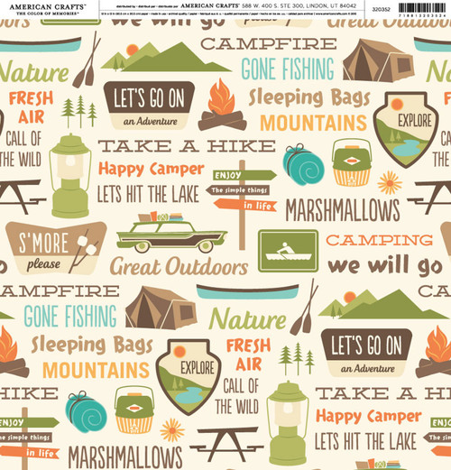 25 Pack - American Crafts Brands Summer Cardstock 12"X12"-Camping Signs - SUPP-20352 - 718813203524 25 Pack - American Crafts Brands Summer Cardstock 12"X12"-Camping Signs - SUPP-20352 - 718813203524