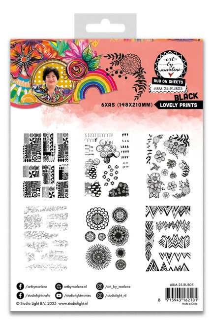 Art By Marlene Rub-Ons-Lovely Prints Black - 5A0032RR-1H4H3 Art By Marlene Rub-Ons-Lovely Prints Black - 5A0032RR-1H4H3