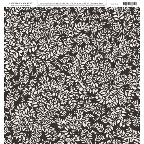 25 Pack - American Crafts Cardstock 12"X12"-Black White Leaves - 5A002PLF-1GQRR - 718813188548