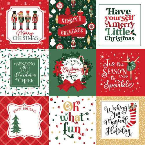 25 Pack - Nutcracker Christmas Double-Sided Cardstock 12"X12"-4X4 Journaling Cards - 5A0028Y9-1GC5H