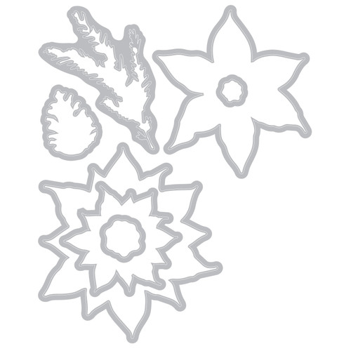 Sizzix Framelits Die & Stamp Set By 49 And Market 26/Pkg-Poinsettia Trio - 5A00322Q-1H3RK