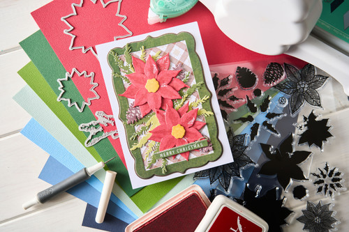 Sizzix Framelits Die & Stamp Set By 49 And Market 26/Pkg-Poinsettia Trio - 5A00322Q-1H3RK Sizzix Framelits Die & Stamp Set By 49 And Market 26/Pkg-Poinsettia Trio - 5A00322Q-1H3RK