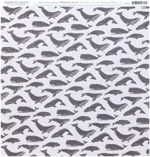 25 Pack - American Crafts Animal Single-Sided Cardstock 12"X12"-Epic Whale - 341353 - 718813413534