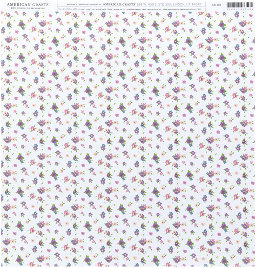 25 Pack - American Crafts Floral Single-Sided Cardstock 12"X12"-Darling Floral - 341340 - 718813413404