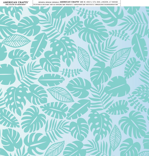 25 Pack - American Crafts Vacation Single-Sided Cardstock 12"X12"-Palm Leaf - 341442 - 718813414425