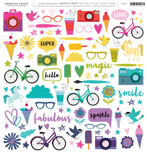 25 Pack - American Crafts Vacation Single-Sided Cardstock 12"X12"-Seek Rainbows - 341453 - 718813414531