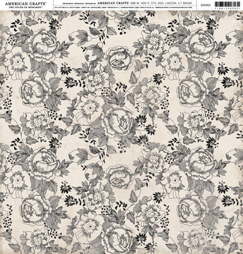 25 Pack - American Crafts Brands Everyday Cardstock 12"X12"-Vintage Floral - EDPP-20353 - 718813203531