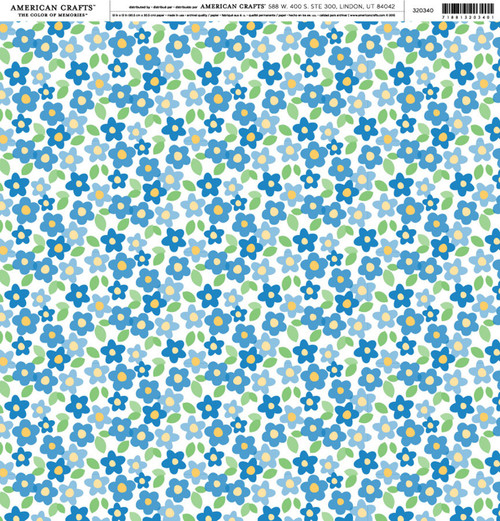 25 Pack - American Crafts Brands Everyday Cardstock 12"X12"-Marine Floral - EDPP-20340 - 718813203401