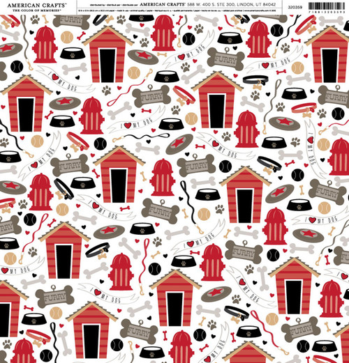 25 Pack - American Crafts Brands Animal Cardstock 12"X12"-Doggies - ANPP-20359 - 718813203593