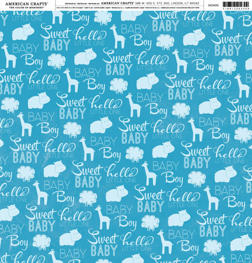25 Pack - American Crafts Brands Holidays & Events Cardstock 12"X12"-My Baby-Sweet Baby Boy - HEPP-20430 - 718813204309