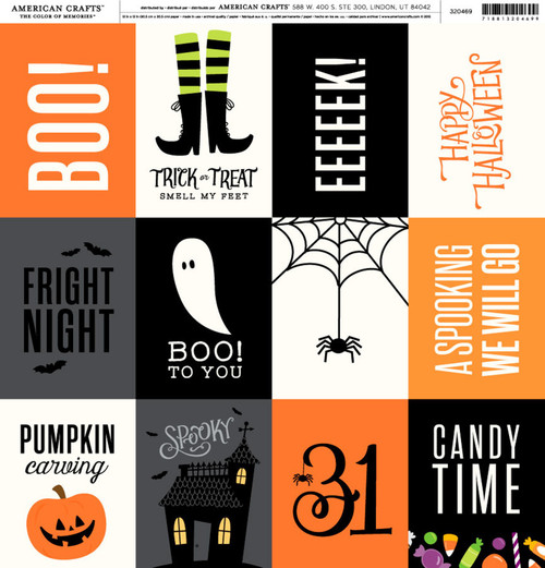 25 Pack - American Crafts Brands Holidays & Events Cardstock 12"X12"-Boo-Happy Halloween - HEPP-20469 - 718813204699