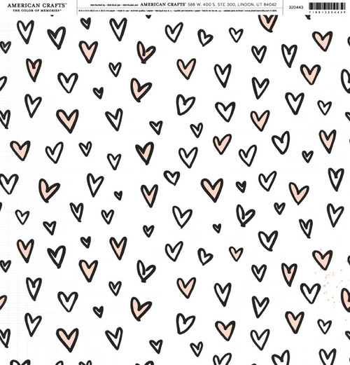 25 Pack - American Crafts Brands Everyday Cardstock 12"X12"-Hello-Kisses - EDPP-20443 - 718813204439
