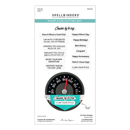 Spellbinders Clear Stamp & Die Set By Mindy Eggen-Cruisin' By Sentiments - 5A0031VL-1H3G2 - 810176105016
