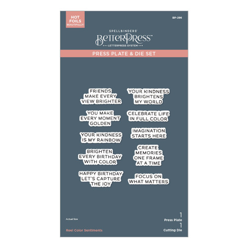 Spellbinders BetterPress Plate & Die Set-Reel Color Sentiments, Take Note - 5A0031TF-1H3GL - 810176103715