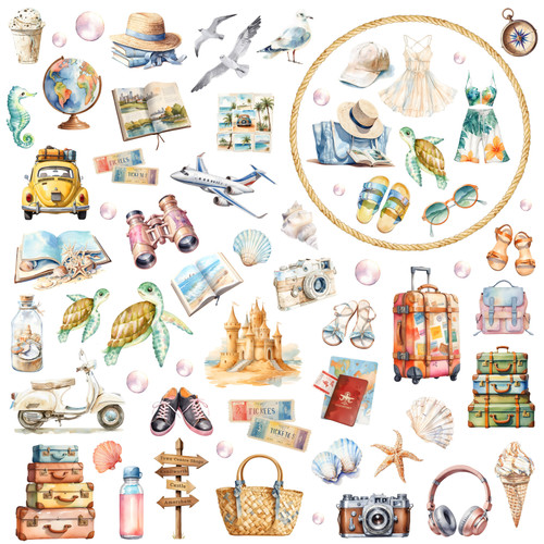 25 Pack - Sunkissed Summer Double-Sided Cardstock 12"X12"-Vacation - 5A0032TD-1H4HK