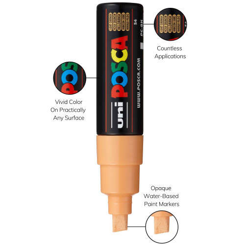 POSCA 8K Paint Marker Broad Chisel Tip 8mm-Light Orange - 5A00317H-1H2X0