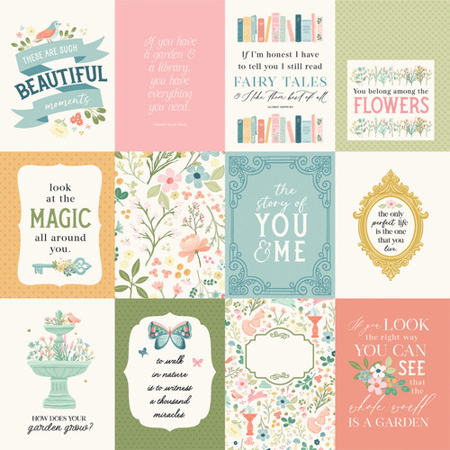 25 Pack - Secret Garden Double-Sided Cardstock 12"X12"-3X4 Journaling Cards - 5A002KYN-1GMDV