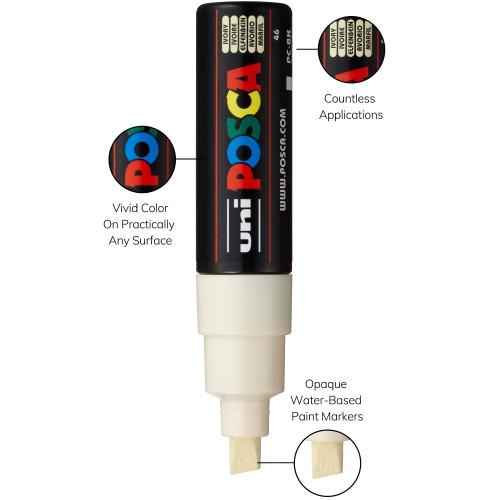 POSCA 8K Paint Marker Broad Chisel Tip 8mm-Ivory - 5A00317H-1H2WG