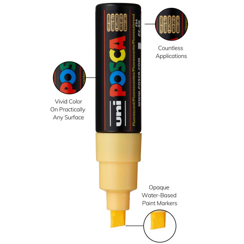 POSCA 8K Paint Marker Broad Chisel Tip 8mm-Fluorescent Light Orange - 5A00317H-1H2WJ
