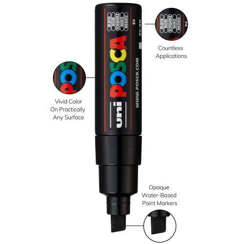 POSCA 8K Paint Marker Broad Chisel Tip 8mm-Black - 5A00317H-1H2WM