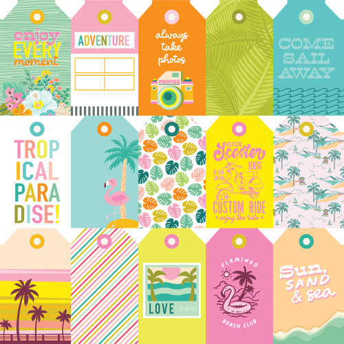 25 Pack - Just Beach Double-Sided Cardstock 12"X12"-Tags Elements - JBY12-22310