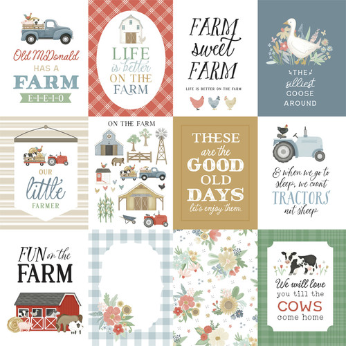 25 Pack - On The Farm Double-Sided Cardstock 12"X12"-3X4 Journaling Cards - 5A002KZG-1GM7R