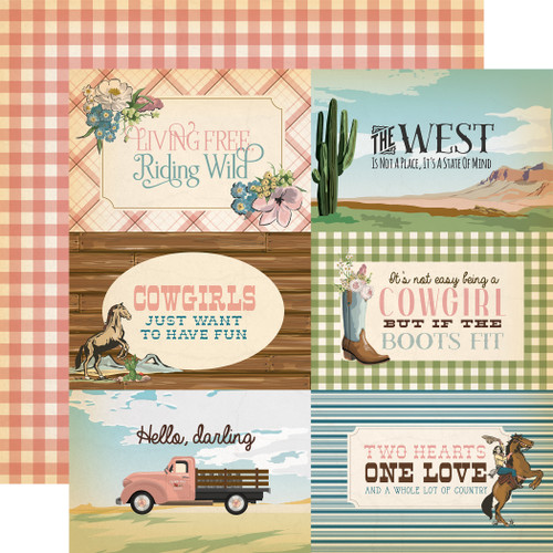 25 Pack - Cowgirl Double-Sided Cardstock 12"X12"-6X4 Journaling Cards - 5A002LBH-1GMQY - 810179815363