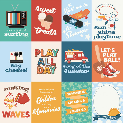 25 Pack - Summer Break Double-Sided Cardstock 12"X12"-3X4 Journaling Cards - 5A002LBZ-1GMNG