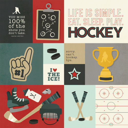 25 Pack - Simple Stories Hockey Double-Sided Cardstock 12"X12"-Elements - 5A002KD2-1GLT4