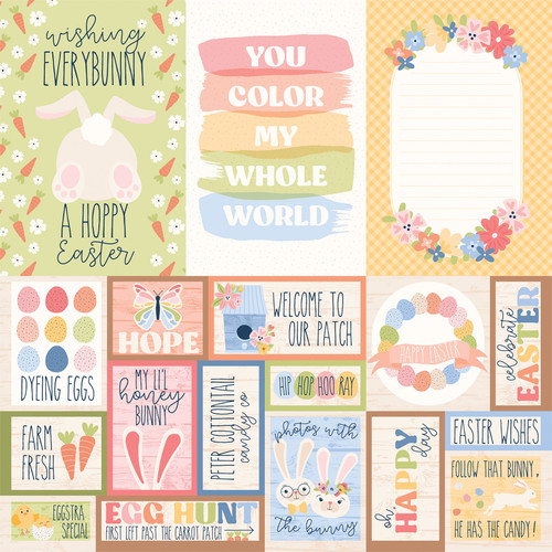 25 Pack - Bunnies And Baskets Double-Sided Cardstock 12"X12"-Multi Journaling Cards - 5A002KT2-1GM4K