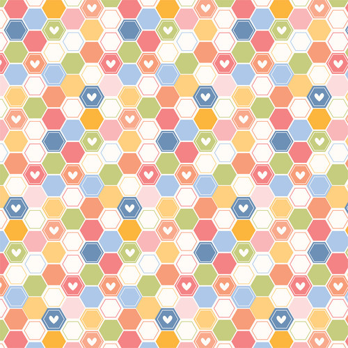 25 Pack - Blossoms And Bees Double-Sided Cardstock 12"X12"-Bright Hexagons - 5A002KT6-1GM58