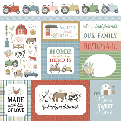 25 Pack - On The Farm Double-Sided Cardstock 12"X12"-Multi Journaling Cards - 5A002KZG-1GMB3