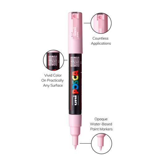 POSCA 1M Paint Marker X-Fine Bullet Tip .7mm-Light Pink - 5A00315G-1H2RD POSCA 1M Paint Marker X-Fine Bullet Tip .7mm-Light Pink - 5A00315G-1H2RD