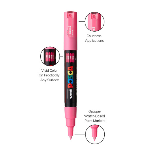POSCA 1M Paint Marker X-Fine Bullet Tip .7mm-Pink - 5A00315G-1H2RH