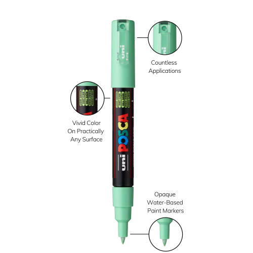 POSCA 1M Paint Marker X-Fine Bullet Tip .7mm-Light Green - 5A00315G-1H2S0 POSCA 1M Paint Marker X-Fine Bullet Tip .7mm-Light Green - 5A00315G-1H2S0