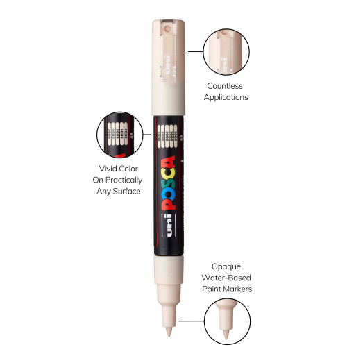 POSCA 1M Paint Marker X-Fine Bullet Tip .7mm-Beige - 5A00315G-1H2Q9 POSCA 1M Paint Marker X-Fine Bullet Tip .7mm-Beige - 5A00315G-1H2Q9