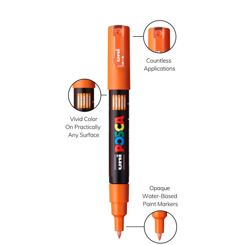 POSCA 1M Paint Marker X-Fine Bullet Tip .7mm-Orange - 5A00315G-1H2Q7 POSCA 1M Paint Marker X-Fine Bullet Tip .7mm-Orange - 5A00315G-1H2Q7