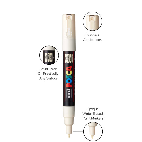 POSCA 1M Paint Marker X-Fine Bullet Tip .7mm-Ivory - 5A00315G-1H2QP POSCA 1M Paint Marker X-Fine Bullet Tip .7mm-Ivory - 5A00315G-1H2QP