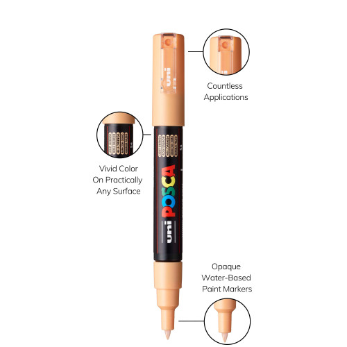 POSCA 1M Paint Marker X-Fine Bullet Tip .7mm-Light Orange - 5A00315G-1H2QQ POSCA 1M Paint Marker X-Fine Bullet Tip .7mm-Light Orange - 5A00315G-1H2QQ