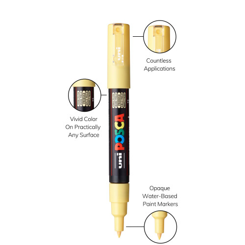 POSCA 1M Paint Marker X-Fine Bullet Tip .7mm-Straw Yellow - 5A00315G-1H2R4 POSCA 1M Paint Marker X-Fine Bullet Tip .7mm-Straw Yellow - 5A00315G-1H2R4