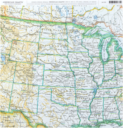 25 Pack - American Crafts Single-Sided Cardstock 12"X12"-Road Map - 341335 - 718813413350
