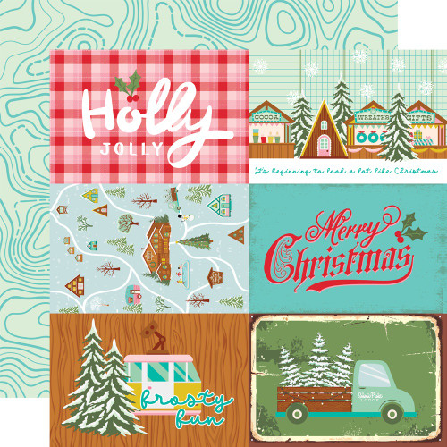 25 Pack - Snow Pine Lodge Double-Sided Cardstock 12"X12"-4X6 Elements - 5A0029QH-1GD0Y - 810150773224